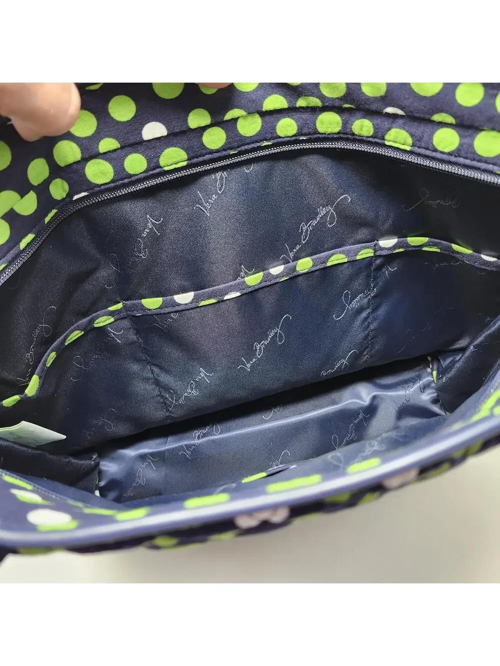 Vera Bradley Blue Green Polka Dot Quilted Tote Bag 11x15